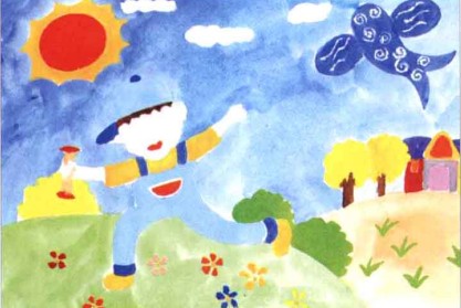 儿童学画画教程-放风筝水粉画