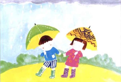 儿童学画画教程:下雨天