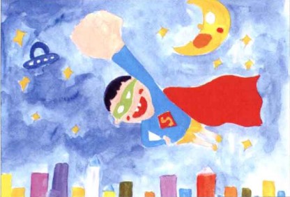 水粉儿童画教程：怎么画小超人