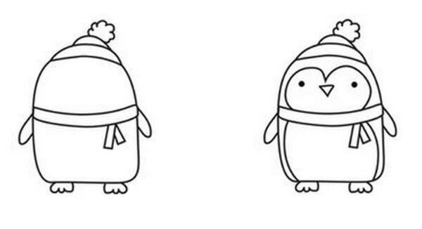 戴围巾的企鹅简笔画图片怎么画?