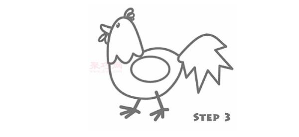 五步骤教你学会大公鸡简笔画步骤图画法