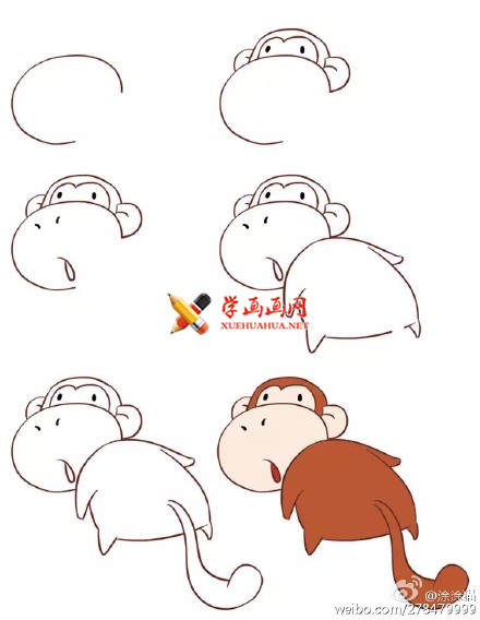 9种卡通猴子的简笔画画法