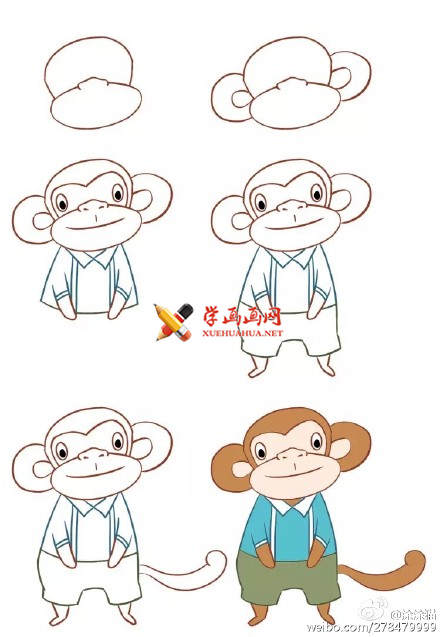 9种卡通猴子的简笔画画法