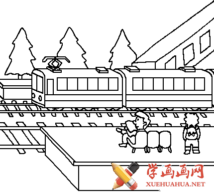 火车站简笔画图 站台图片