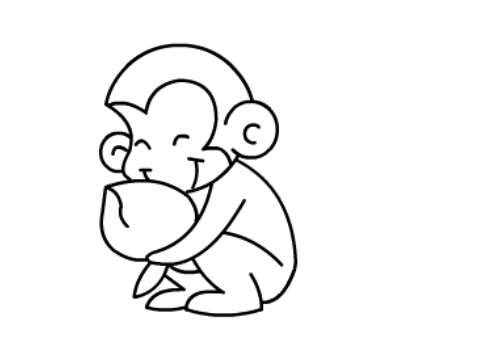 猴子吃桃简笔画图片
