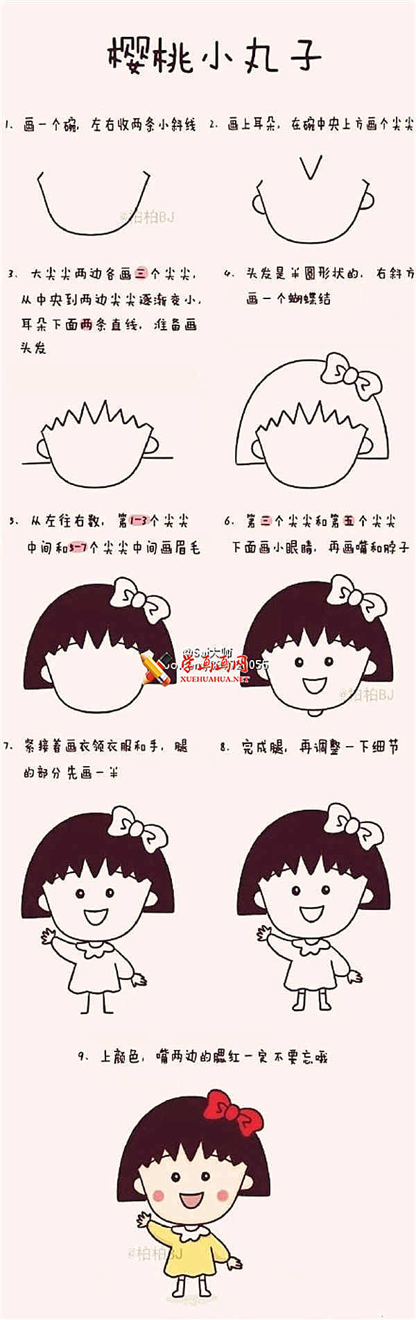 简笔画樱桃小丸子教程图片