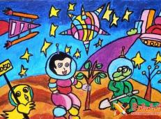 儿童优秀科幻画作品欣赏《太空希望》