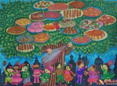 水彩科幻画欣赏《新疆音乐风味美食树》