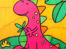 儿童水彩画优秀作品《可爱的恐龙》