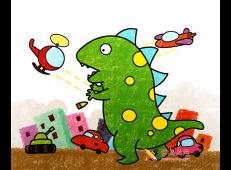 儿童油棒画欣赏《厉害的小恐龙》
