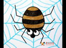 儿童油画棒，蜘蛛网上的大蜘蛛