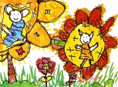 儿童油画棒作品《向日葵》