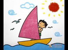 儿童油画棒帆船