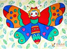 儿童画美丽的花蝴蝶，花蝴蝶的油画棒画法