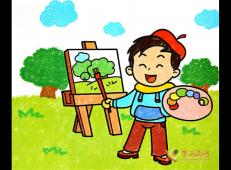 小画家油画棒作品，儿童画小画家画风景
