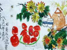 儿童中国画作品欣赏《茶香秋意》