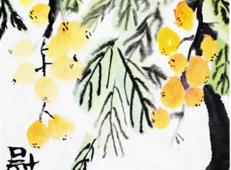 儿童画黄橙橙的枇杷，中国画作品欣赏