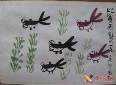 中国画小蝌蚪，儿童画《比赛看谁第一名》