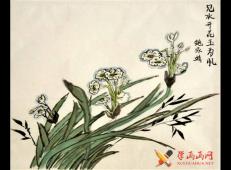 儿童中国画作品，见水开花玉如肌