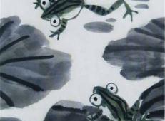 儿童中国画，青蛙跳水