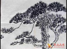 儿童画植物，儿童中国画松树