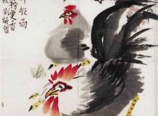 儿童中国画作品《小鸡一大家子》