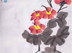 儿童中国画，美丽花朵儿