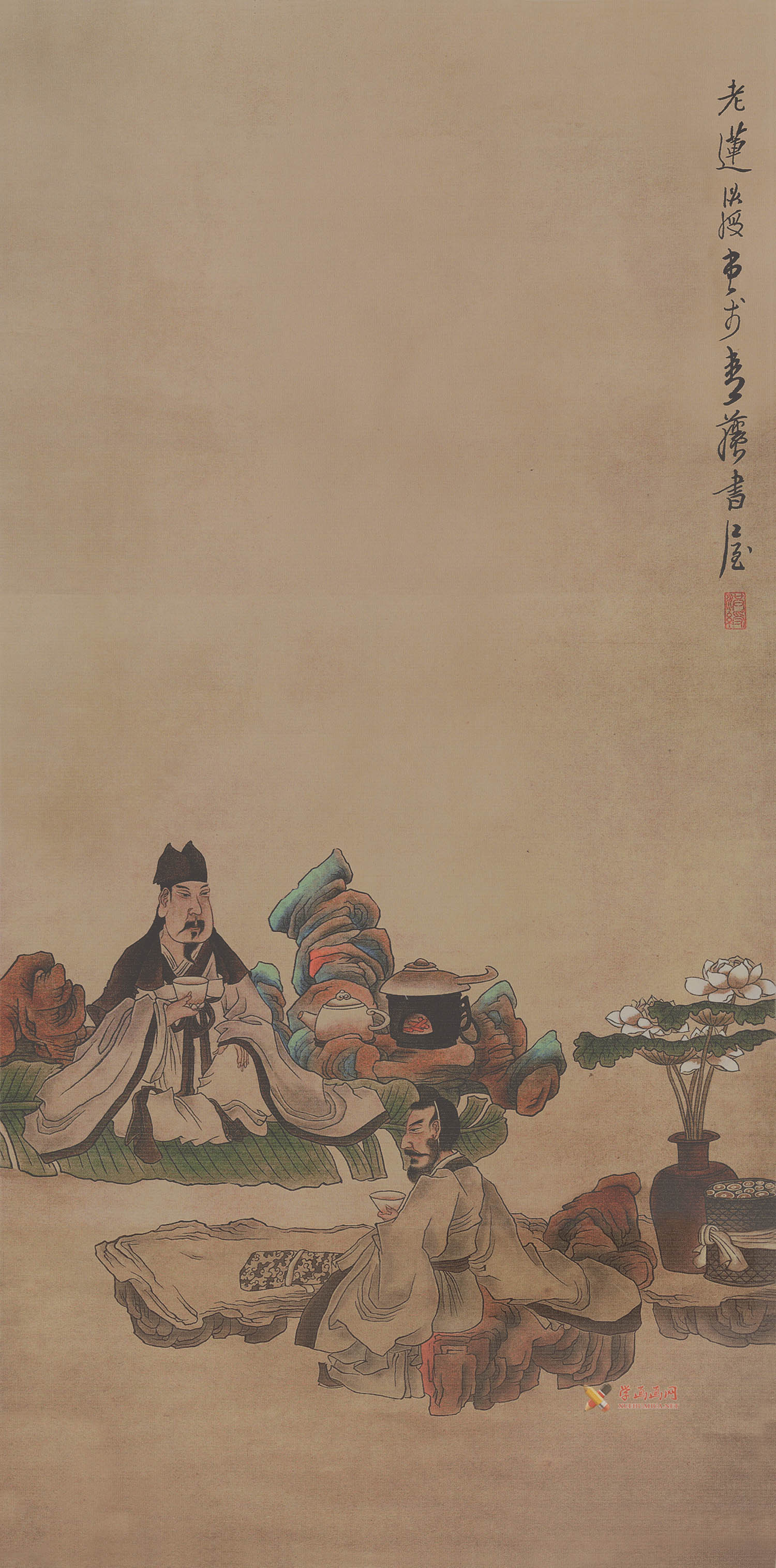 古人品茶国画作品欣赏图片