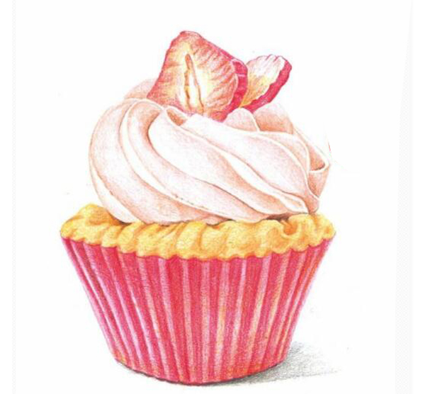 五步骤教你画草莓蛋糕彩铅画!
