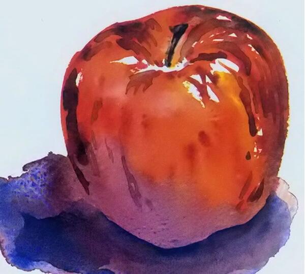 水粉画教程：诱人的红苹果画法解剖
