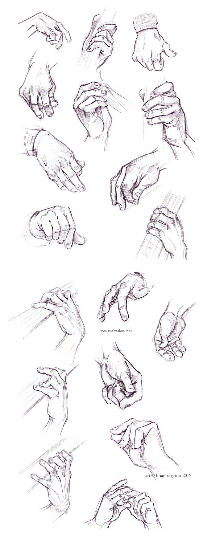 手的各种姿势素描图片
