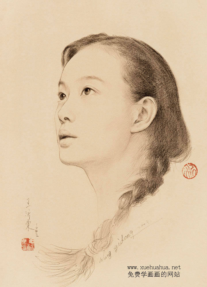 王沂东人物素描画欣赏_王沂东素描作品图片51幅