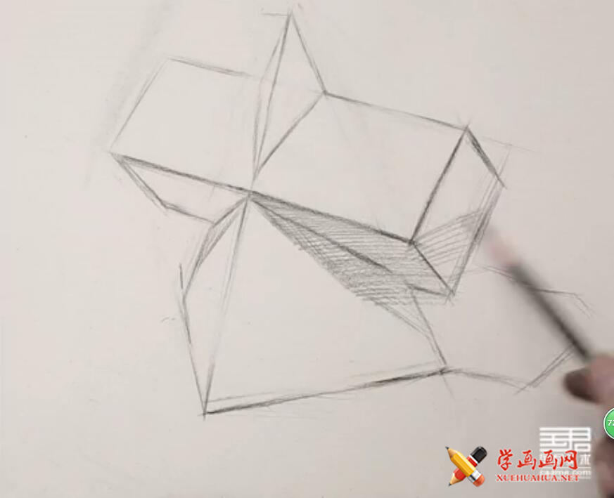 石膏几何体《方锥穿插体》画法步骤教程