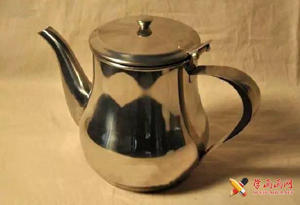 高级素描不锈钢茶壶的画法(图文教程)