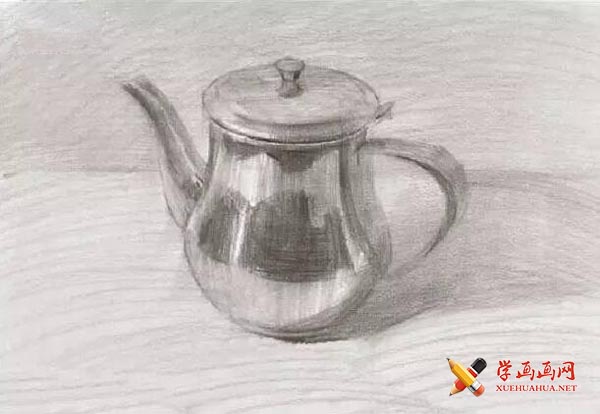 高级素描不锈钢茶壶的画法(图文教程)