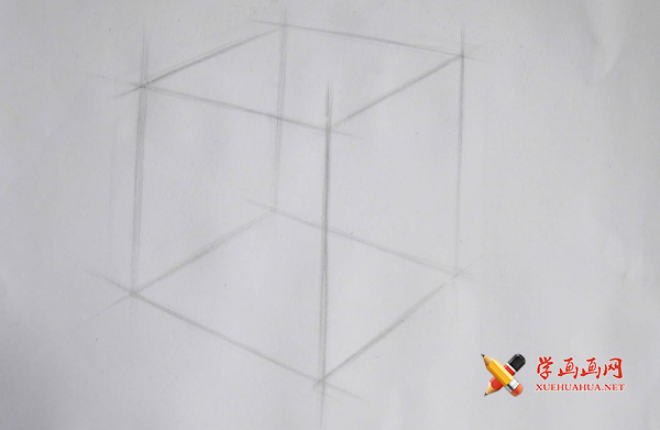 素描几何体入门教程：正方体画法图解步骤10