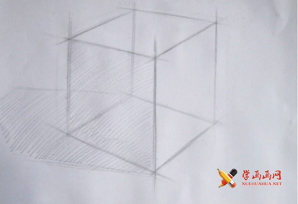 素描几何体入门教程：正方体画法图解步骤12
