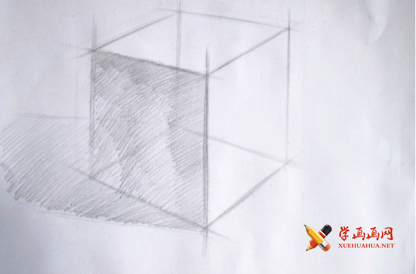 素描几何体入门教程：正方体画法图解步骤13
