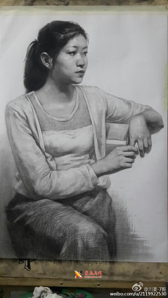 川美-7哥的素描半身像及头像作品（女性）