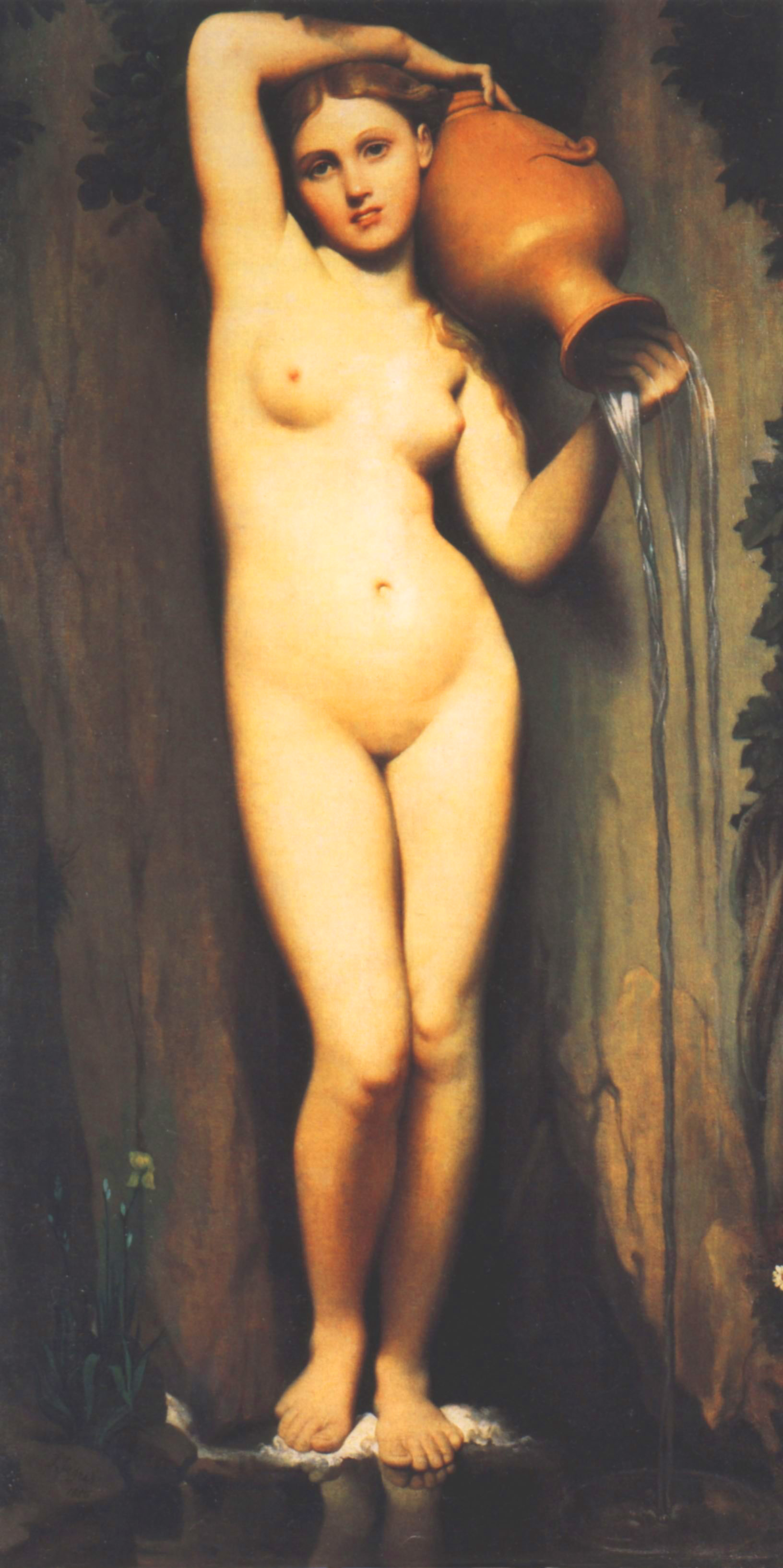 泉_安格尔最美的女性人体油画作品《泉》高清图片赏析