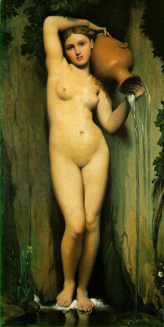 泉_安格尔最美的女性人体油画作品《泉》高清图片赏析