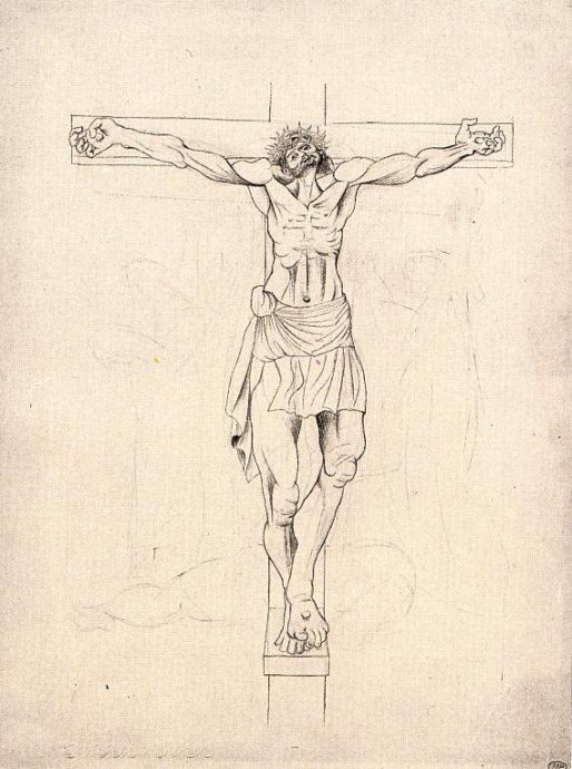 耶稣十字架素描图片