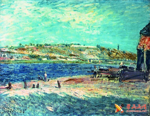【油画】 阿尔弗莱德·西斯莱-《圣马美斯河堤》 印象派油画作品欣赏 65x50