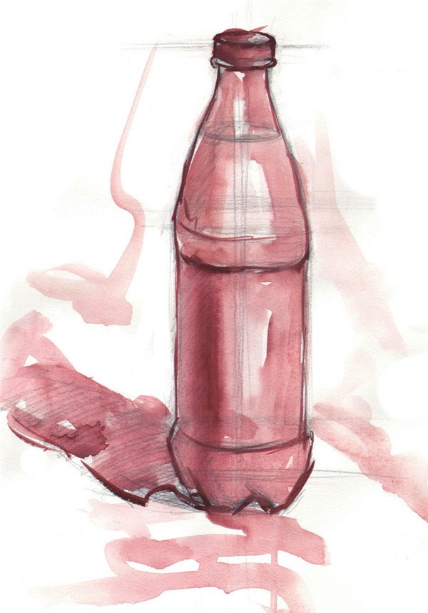 汽水瓶的水粉画步骤图解