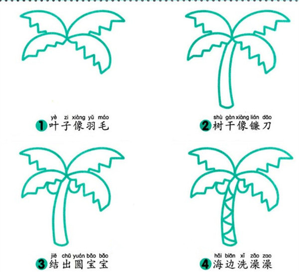 两种简单上手的简笔椰子树
