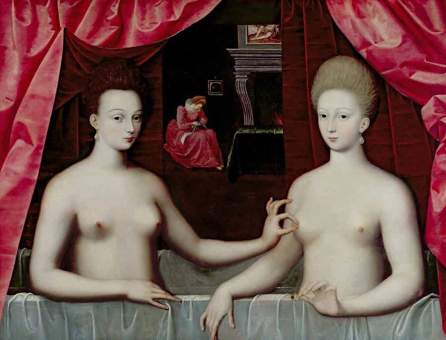 油画图片人物少女《浴中加百列与其妹》