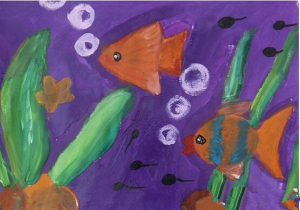 儿童水彩画简单教程：如何画有创意的小鱼