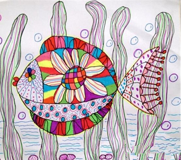 儿童水彩画简单教程：如何画有创意的小鱼