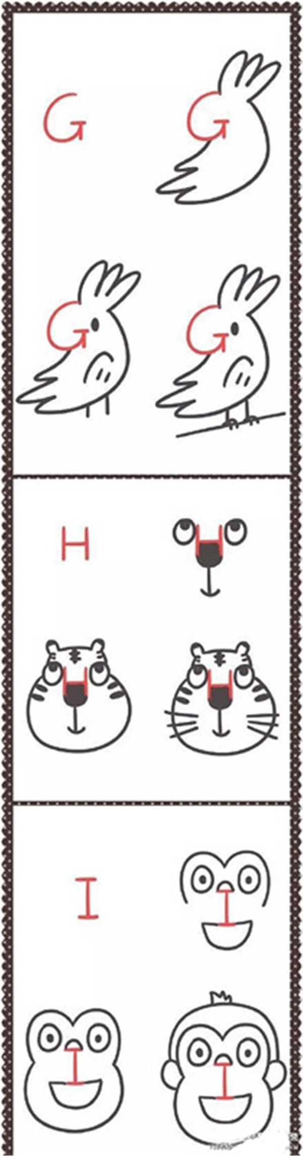 教你用字母画出小动物简笔画