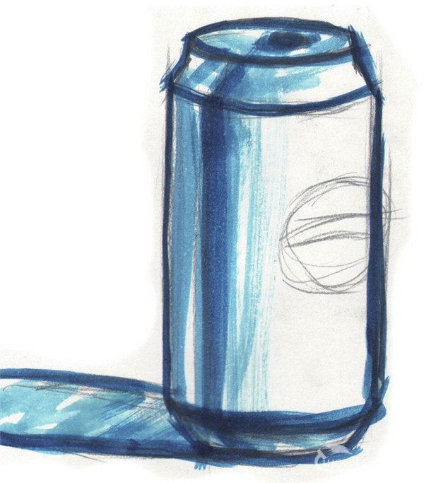 水粉可乐瓶画法步骤详解